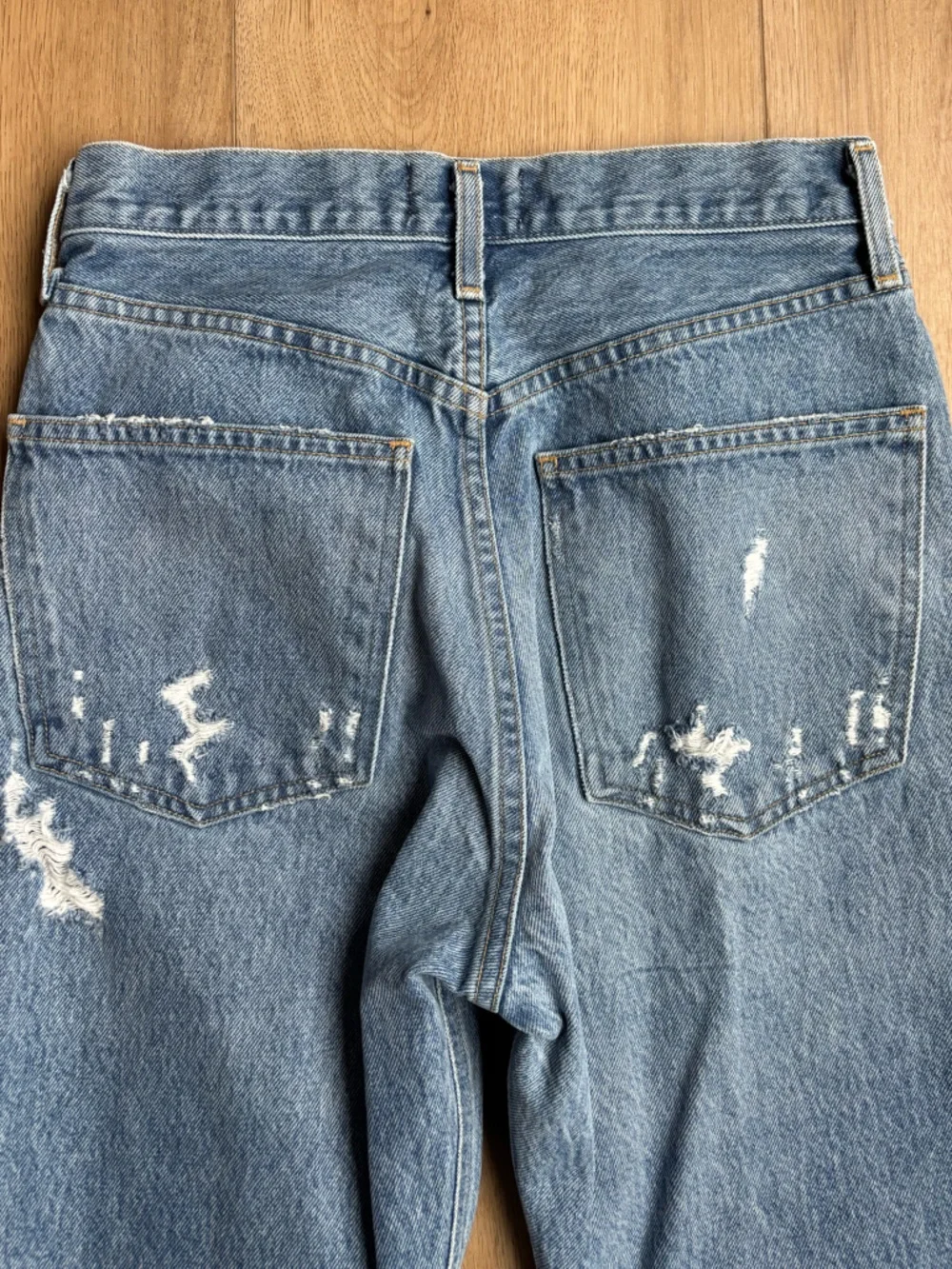 AGOLDE 90s Mid Rise Loose Fit Jean Blue Distressed Size 25